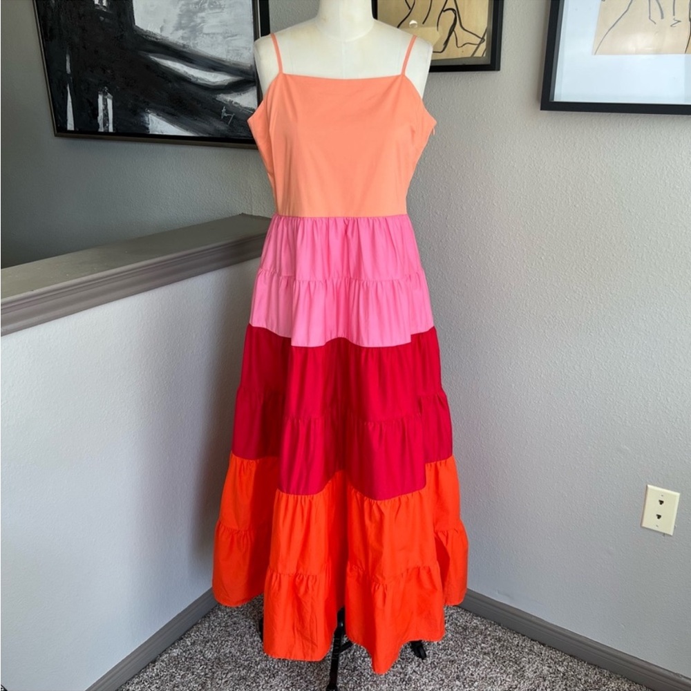 ENGLISH FACTORY Sorbet Color Block Sienna Maxi Dress